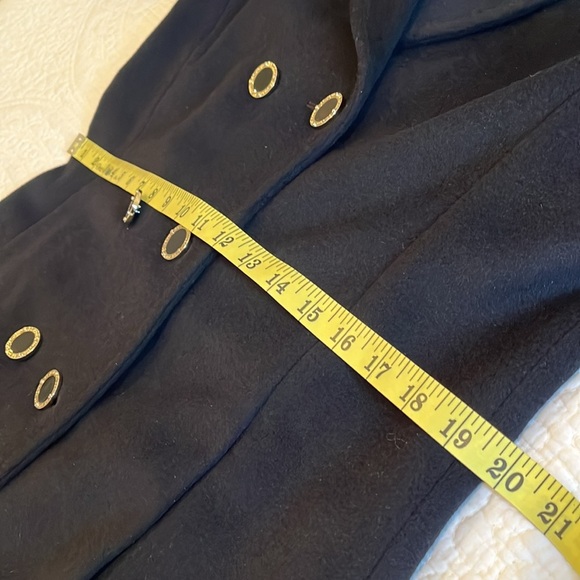 St. John Wool Cashmere Coat Women’s 6 
Black Logo Buttons Italy Classic Luxury - Picture 14 of 17